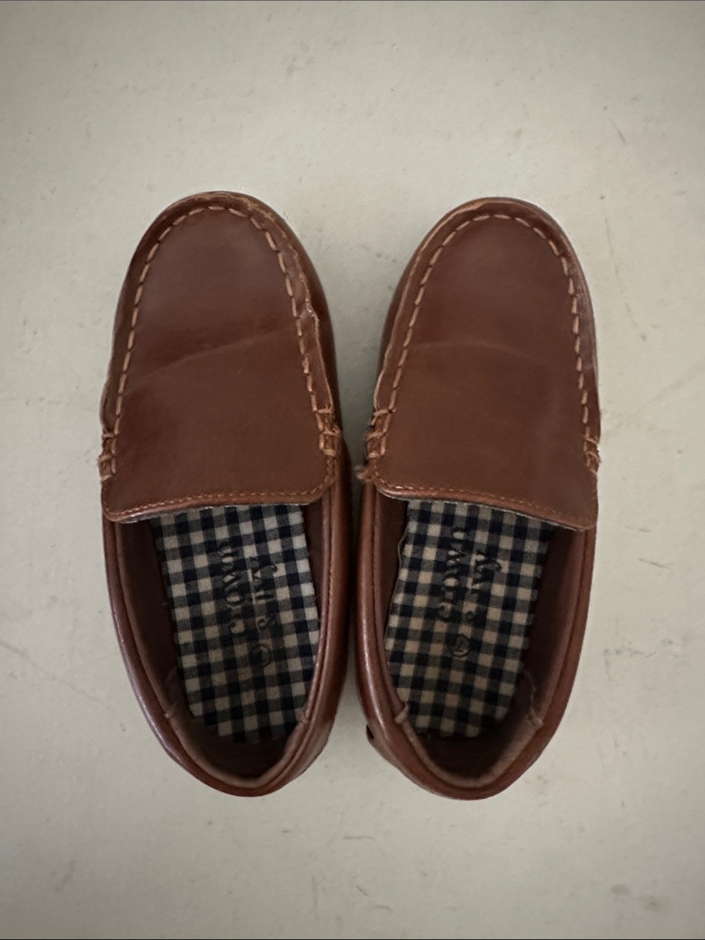 crown & ivy Brown Kids Leather Moccasin Loafers - Sz 7
